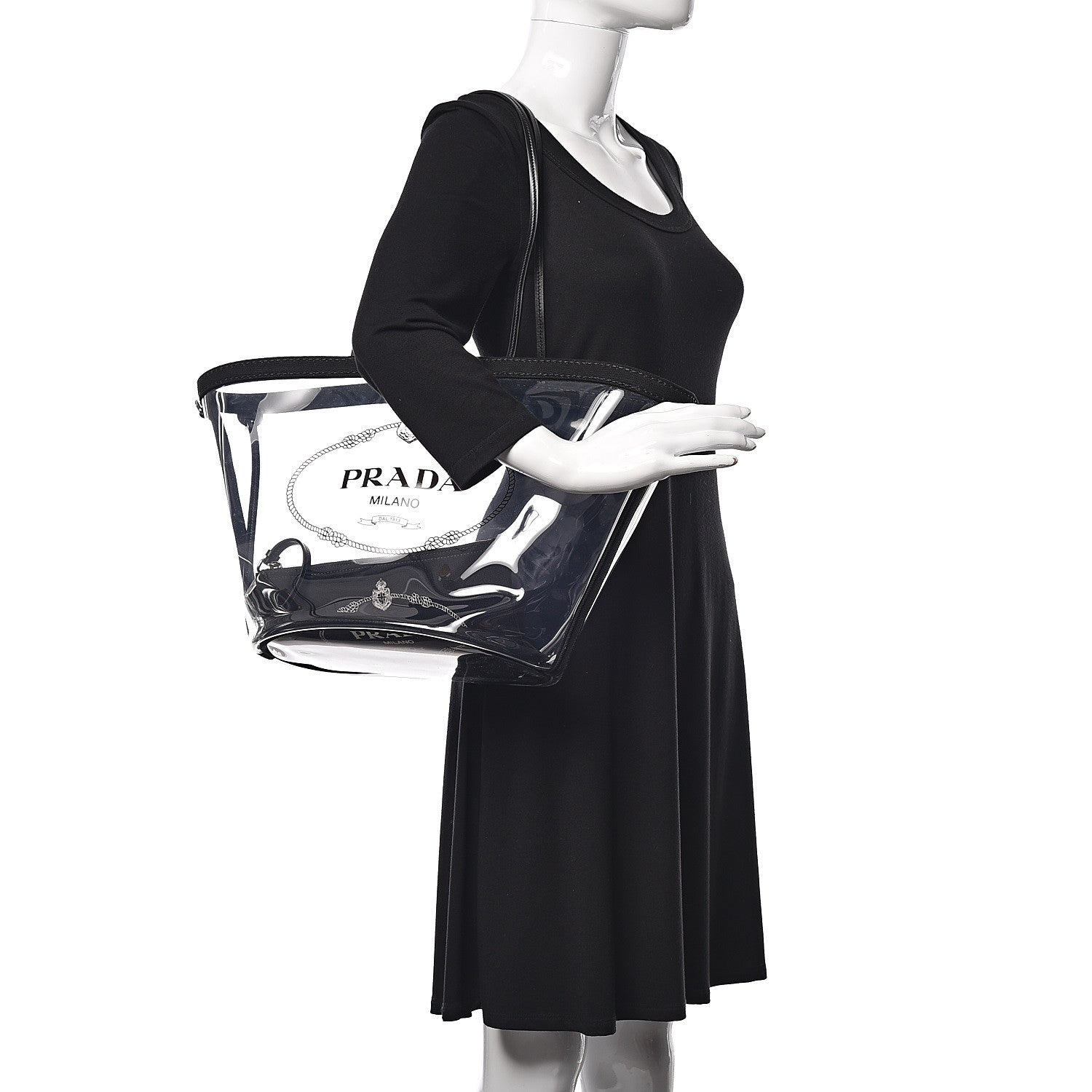 Prada Plexiglass Canapa Shopper Tote Black 2 of 9