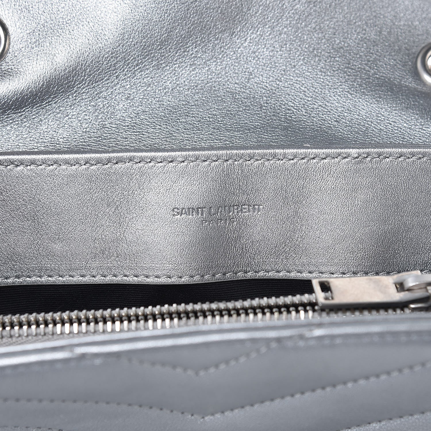 Saint Laurent Calfskin Y Quilted Monogram Small Loulou Chain Satchel Silver 6 of 14