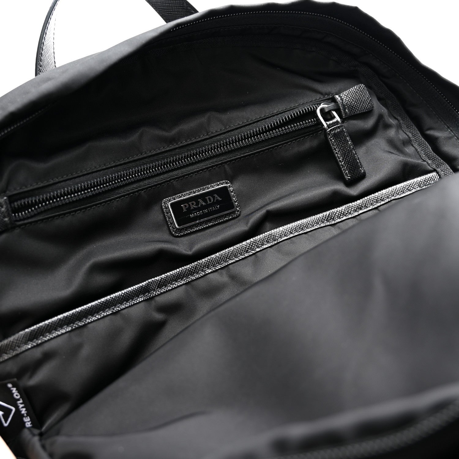Prada Re-Nylon Saffiano Zip Backpack Black 5 of 9