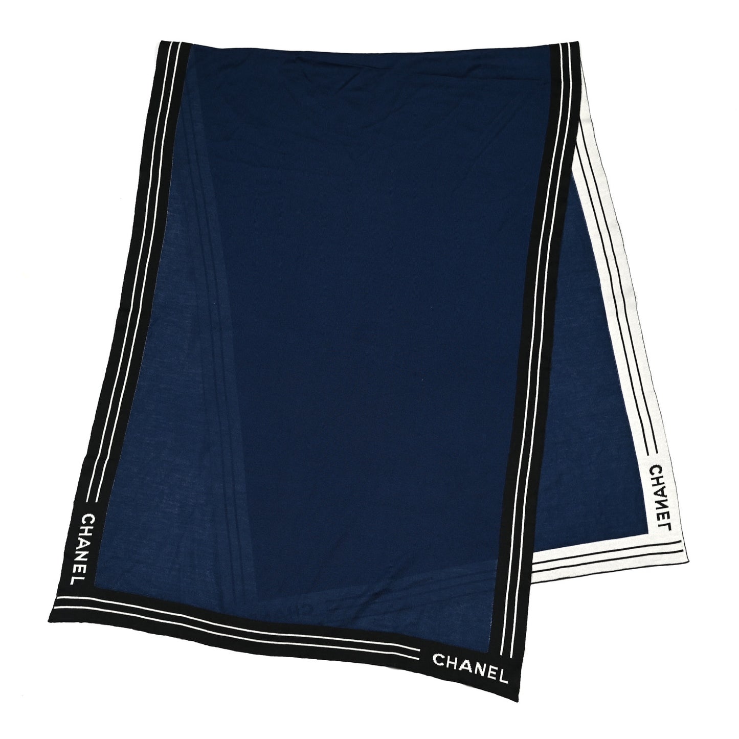 Cashmere Cotton Silk CC Scarf Navy