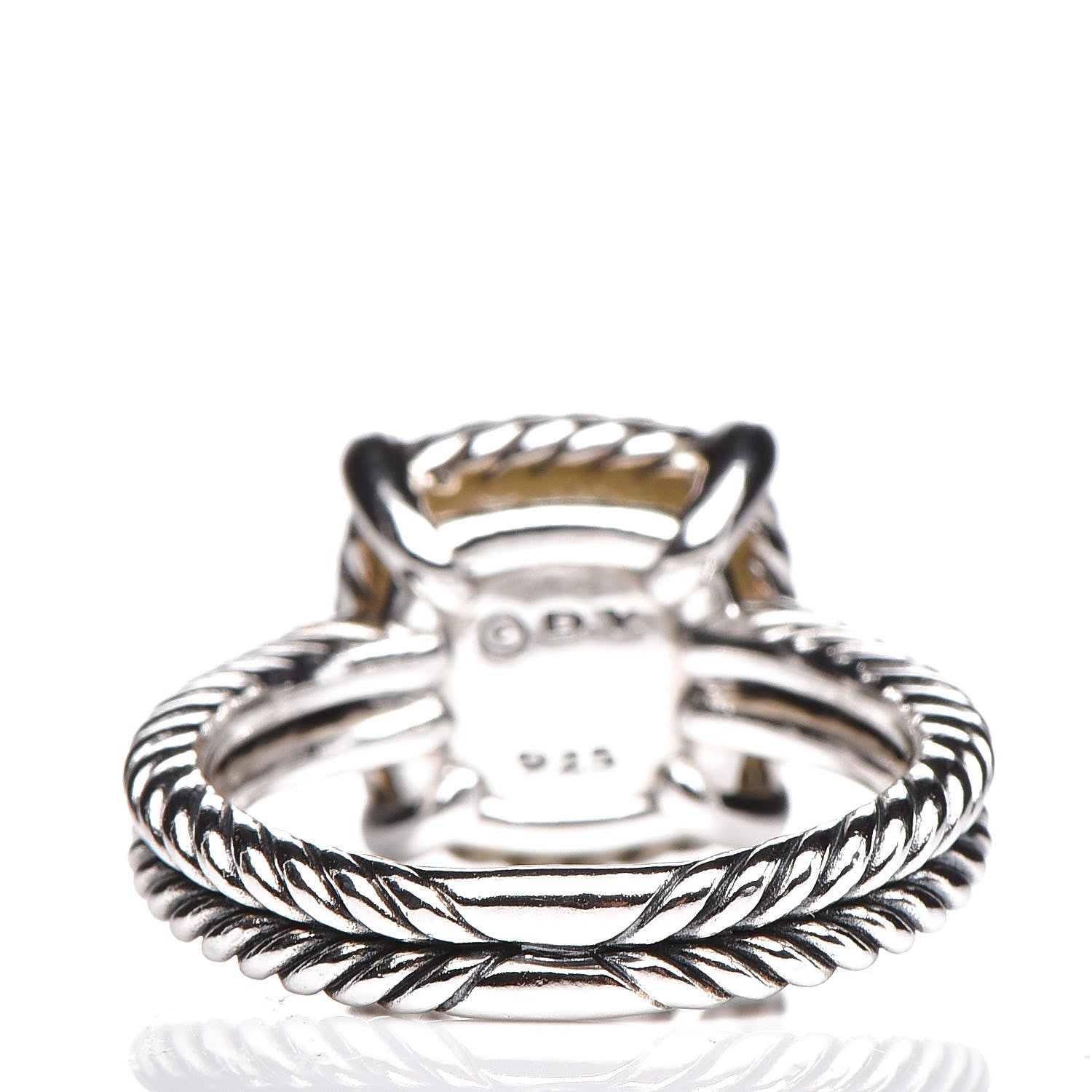 David Yurman Sterling Silver Diamond Lemon Citrine 9mm Chatelaine Pave Bezel Ring 51 5.75 4 of 6