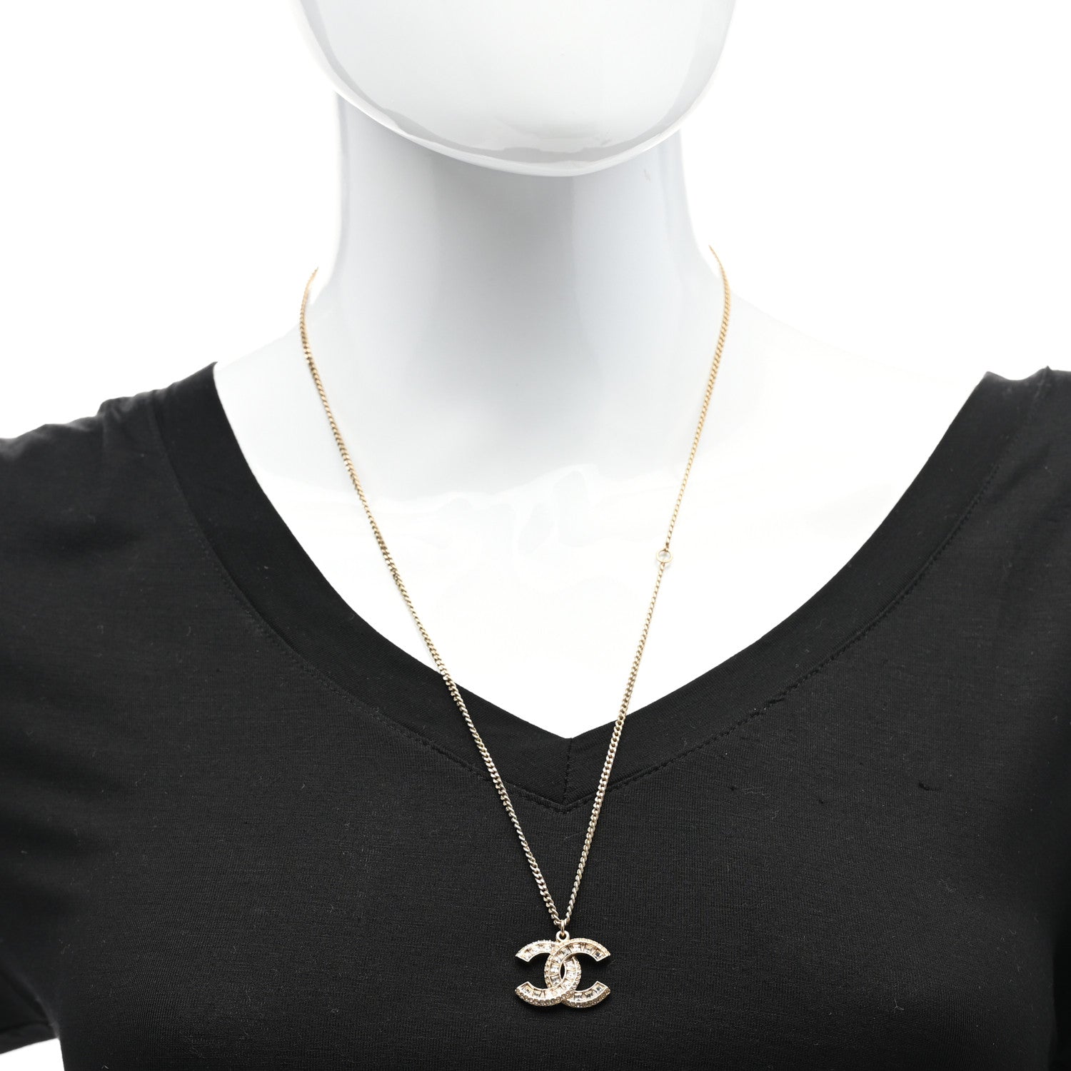 Chanel Baguette Crystal CC Necklace Gold 2 of 5