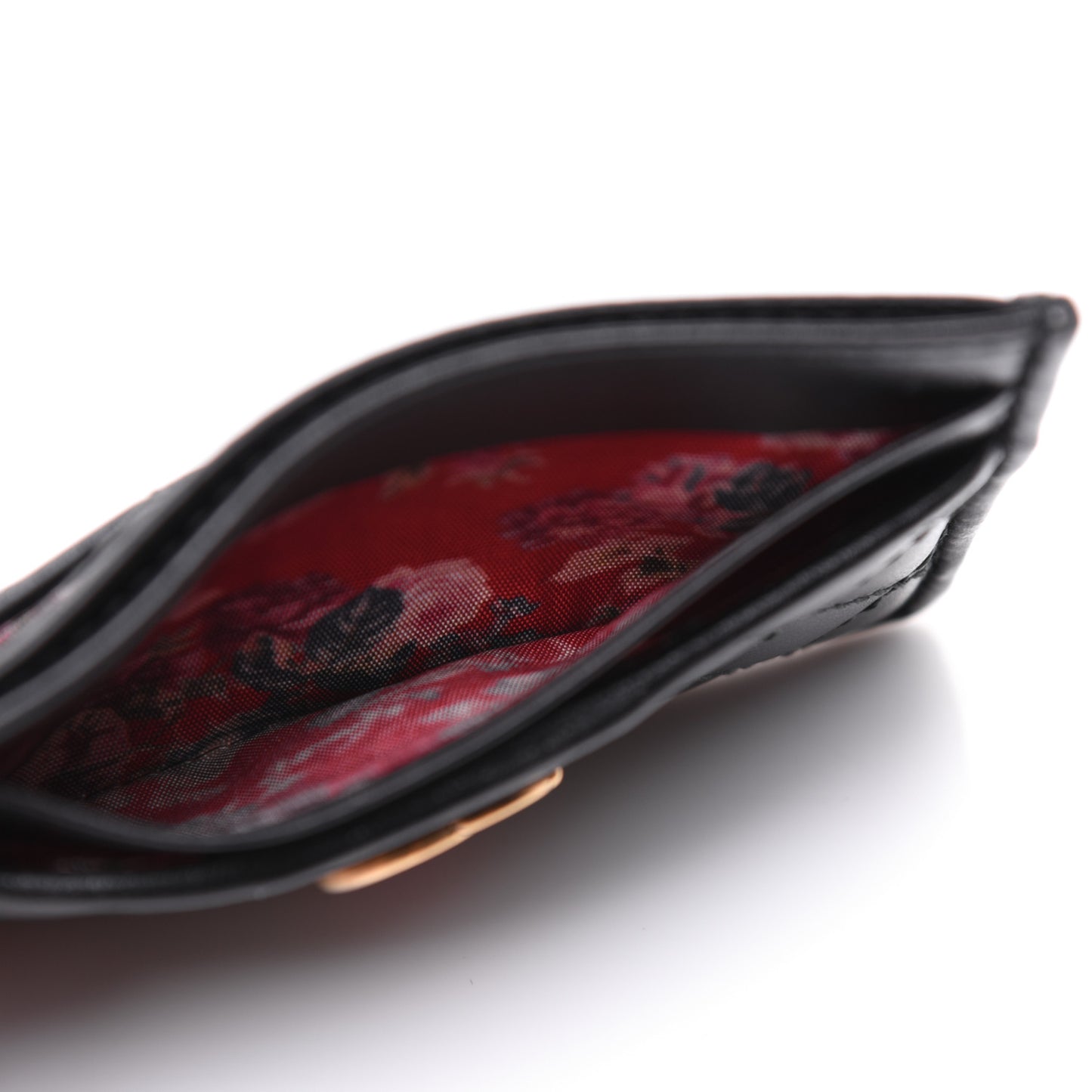 Calfskin Web Trapuntata Ophidia Card Holder Black