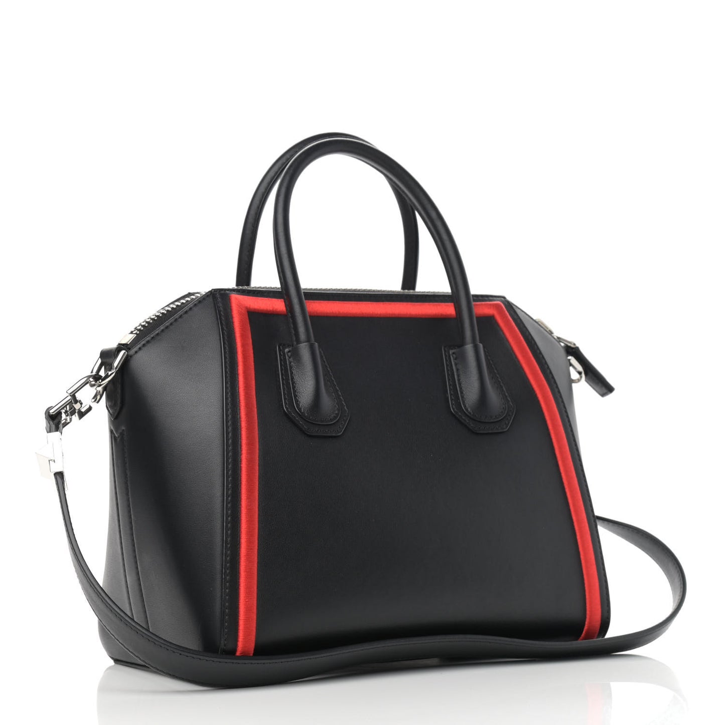 Calfskin Small Embroidered Frame Antigona Black Red