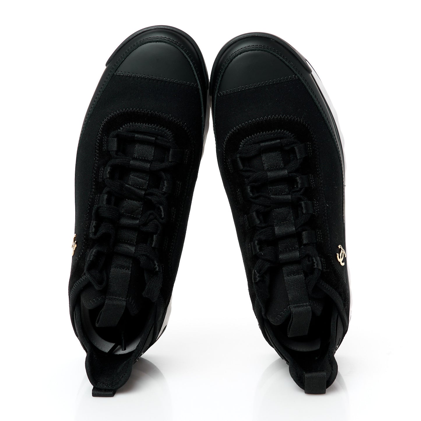 Velvet Calfskin Mixed Fibers CC Sneakers 40.5 Black