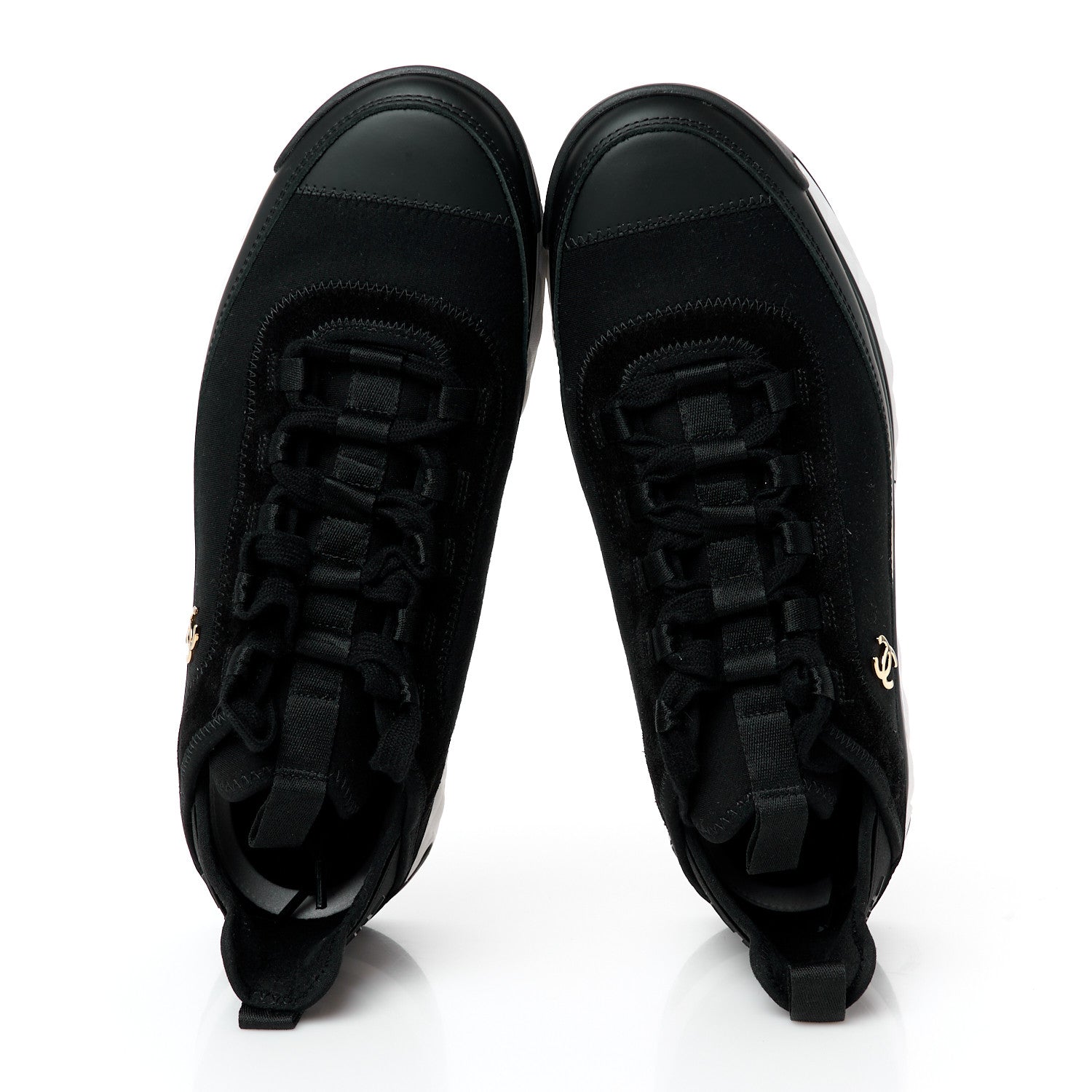 Chanel Velvet Calfskin Mixed Fibers CC Sneakers 40.5 Black 5 of 10