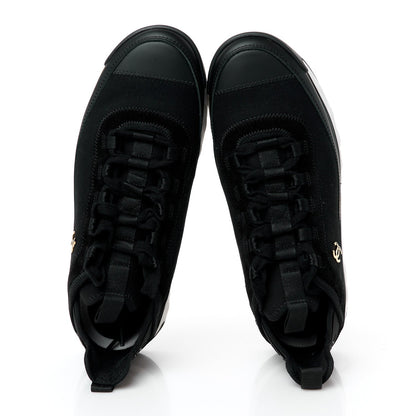 Chanel Velvet Calfskin Mixed Fibers CC Sneakers 40.5 Black 5 of 10