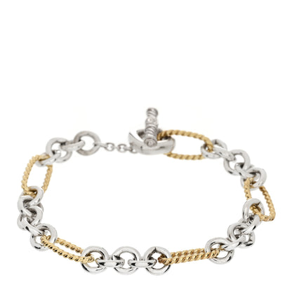 David Yurman 18K Yellow Gold Sterling Silver Figaro Link Bracelet 1 of 3