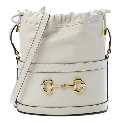 Gucci Azalea Sakai Calfskin Horsebit 1955 Drawstring Bucket Bag Mystic White 1 of 10