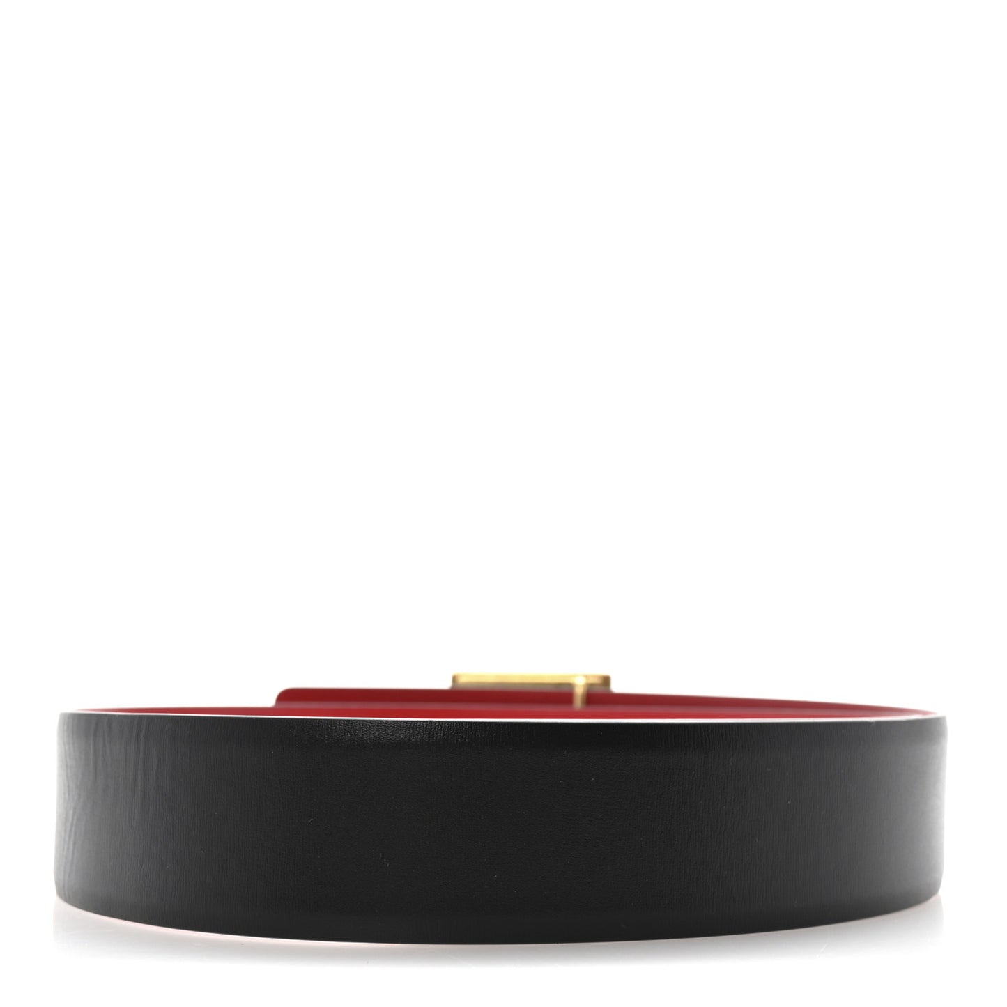 Glossy Calfskin One Stud Reversible Belt 85 34 Black Pure Red