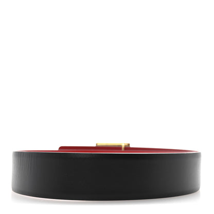 Valentino Garavani Glossy Calfskin One Stud Reversible Belt 85 34 Black Pure Red 2 of 6