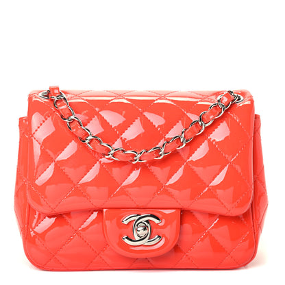Chanel Patent Quilted Mini Square Flap Orange 1 of 4