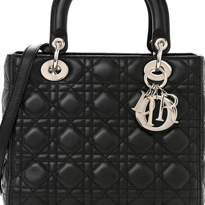 Christian Dior Lambskin Cannage Medium Lady Dior Black 9 of 11