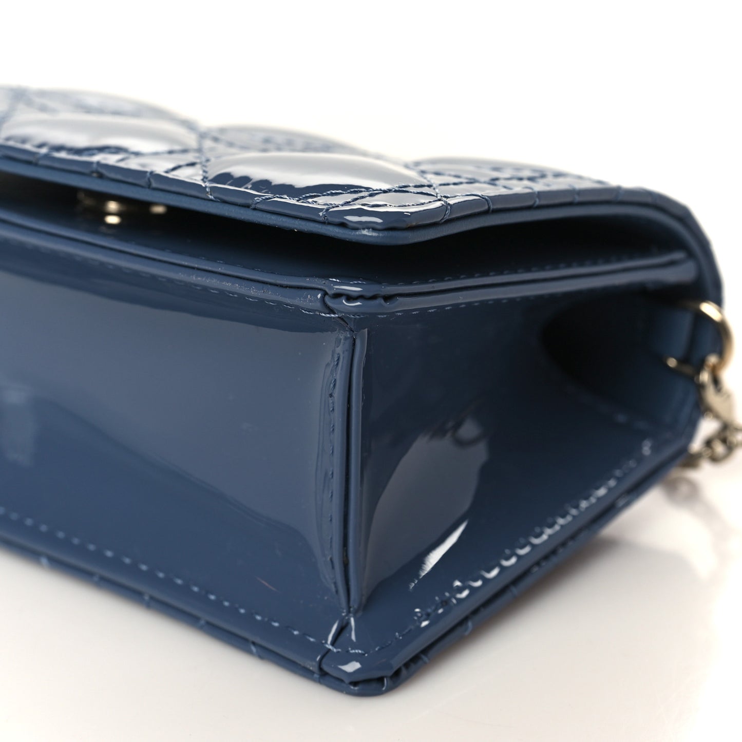 Patent Cannage Nano Lady Dior Pouch Denim
