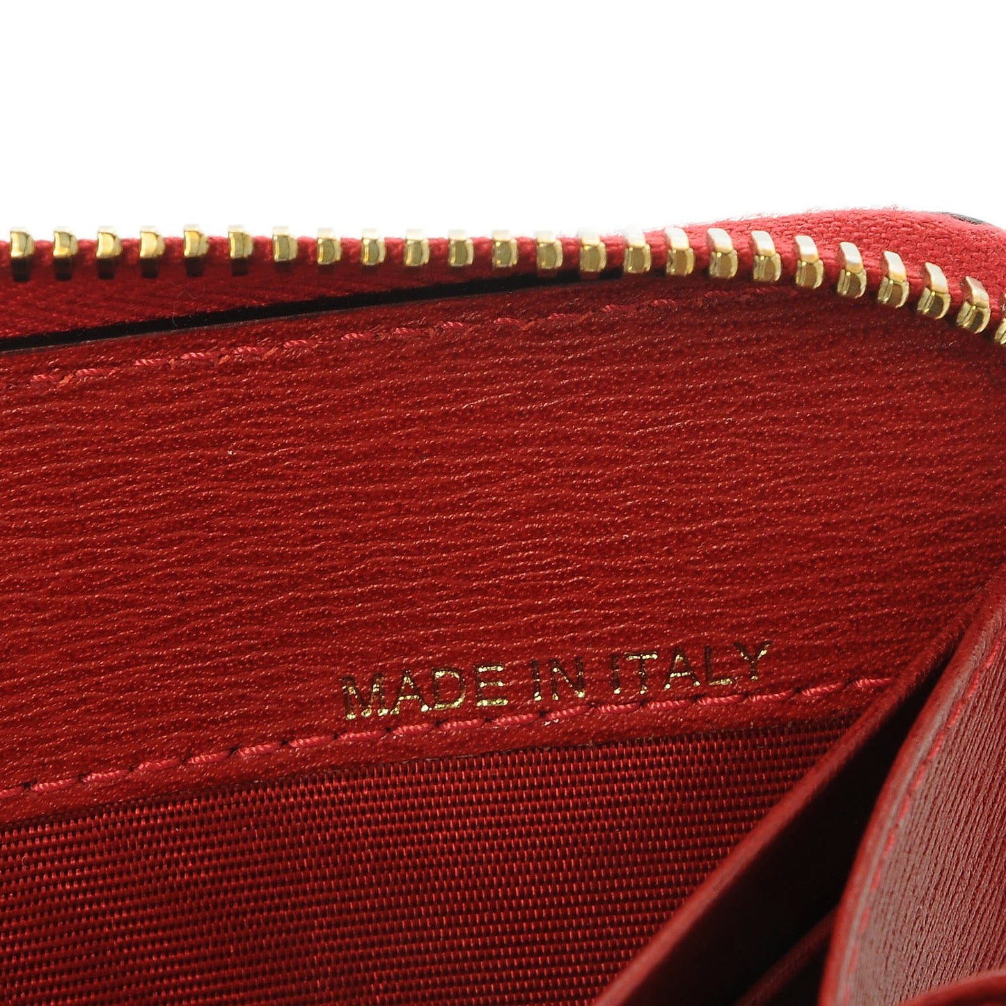 Textured Calfskin Logo Zip Around Wallet Red