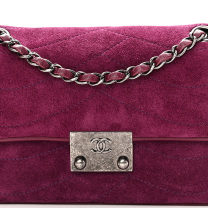 Chanel Suede Lambskin Scallop Quilted Medium Pagoda Flap Purple 8 of 12
