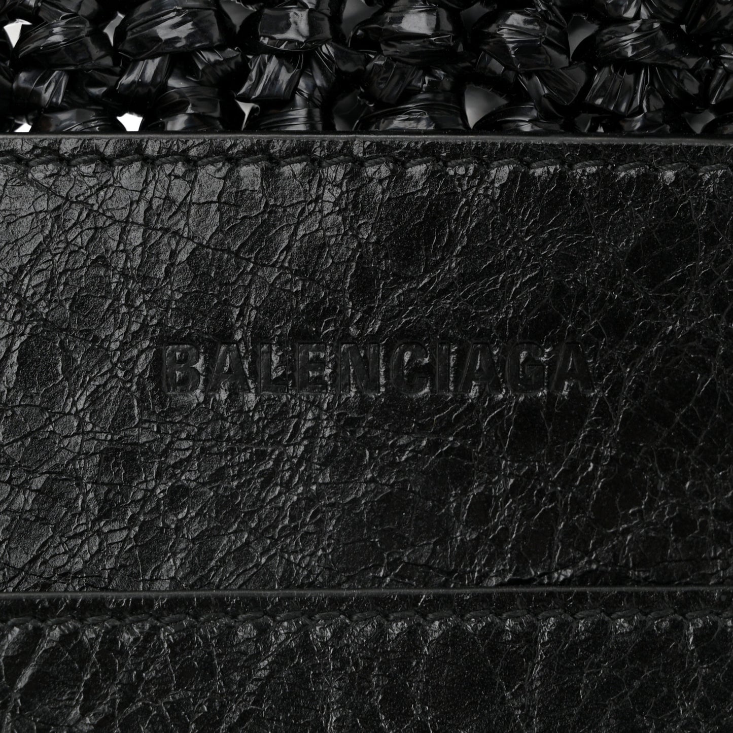 Raffia Woven Large Le Cagole Panier Tote Black