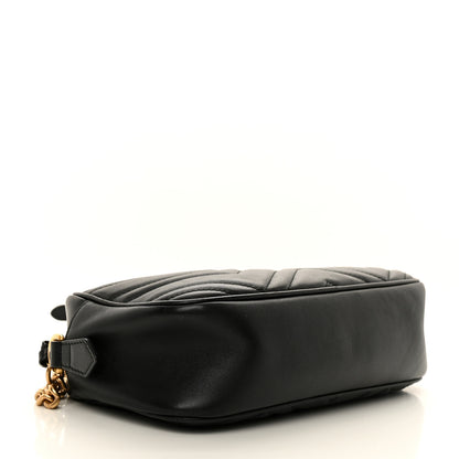 Gucci Calfskin Matelasse Small GG Marmont Chain Shoulder Bag Black 4 of 12