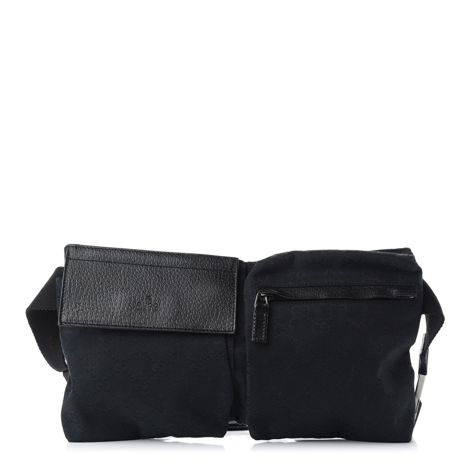 Gucci GG Monogram Double Pocket Belt Bag Black 1 of 8