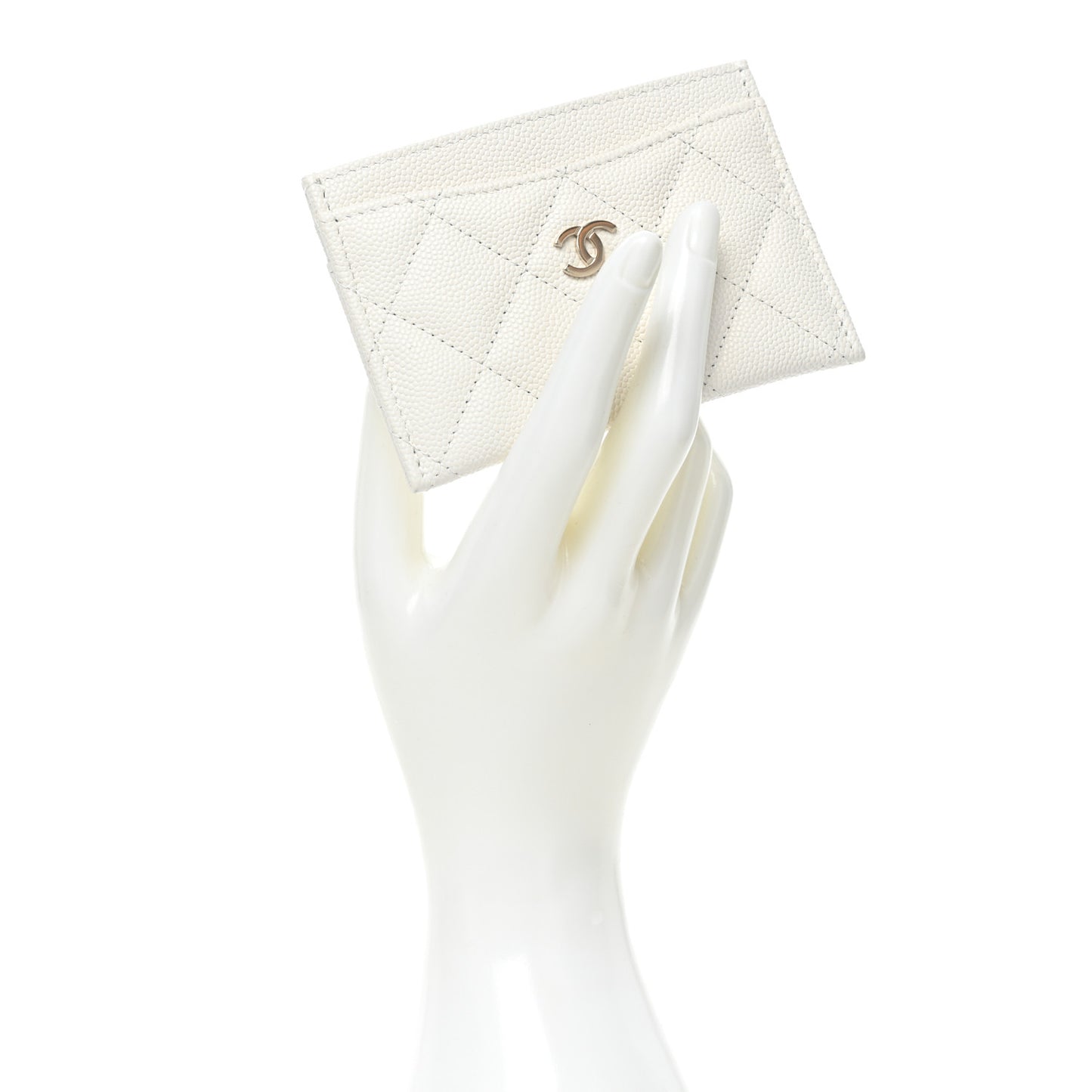 Caviar Quilted Card Holder White