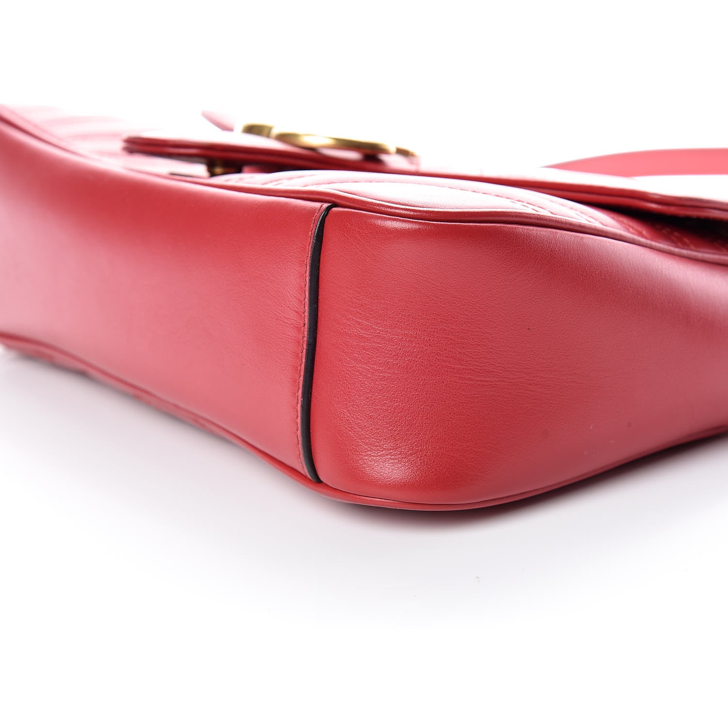 Gucci Calfskin Matelasse Small GG Marmont Shoulder Bag Hibiscus Red 9 of 12