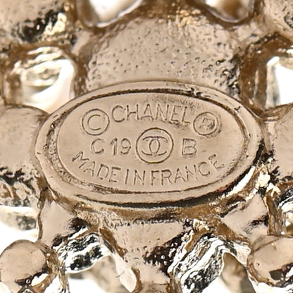 Chanel Crystal Pearl CC Snowflake Earrings Gold 4 of 4