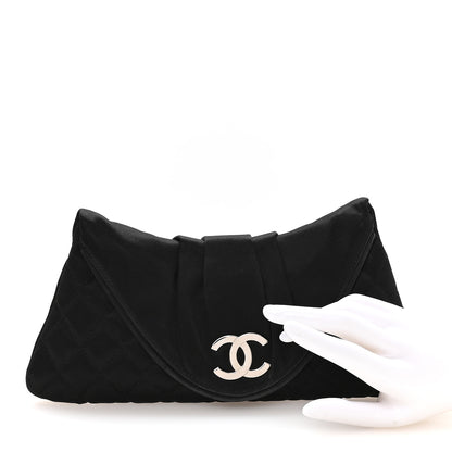 Chanel Satin Quilted Flap Clutch Black 2 of 7