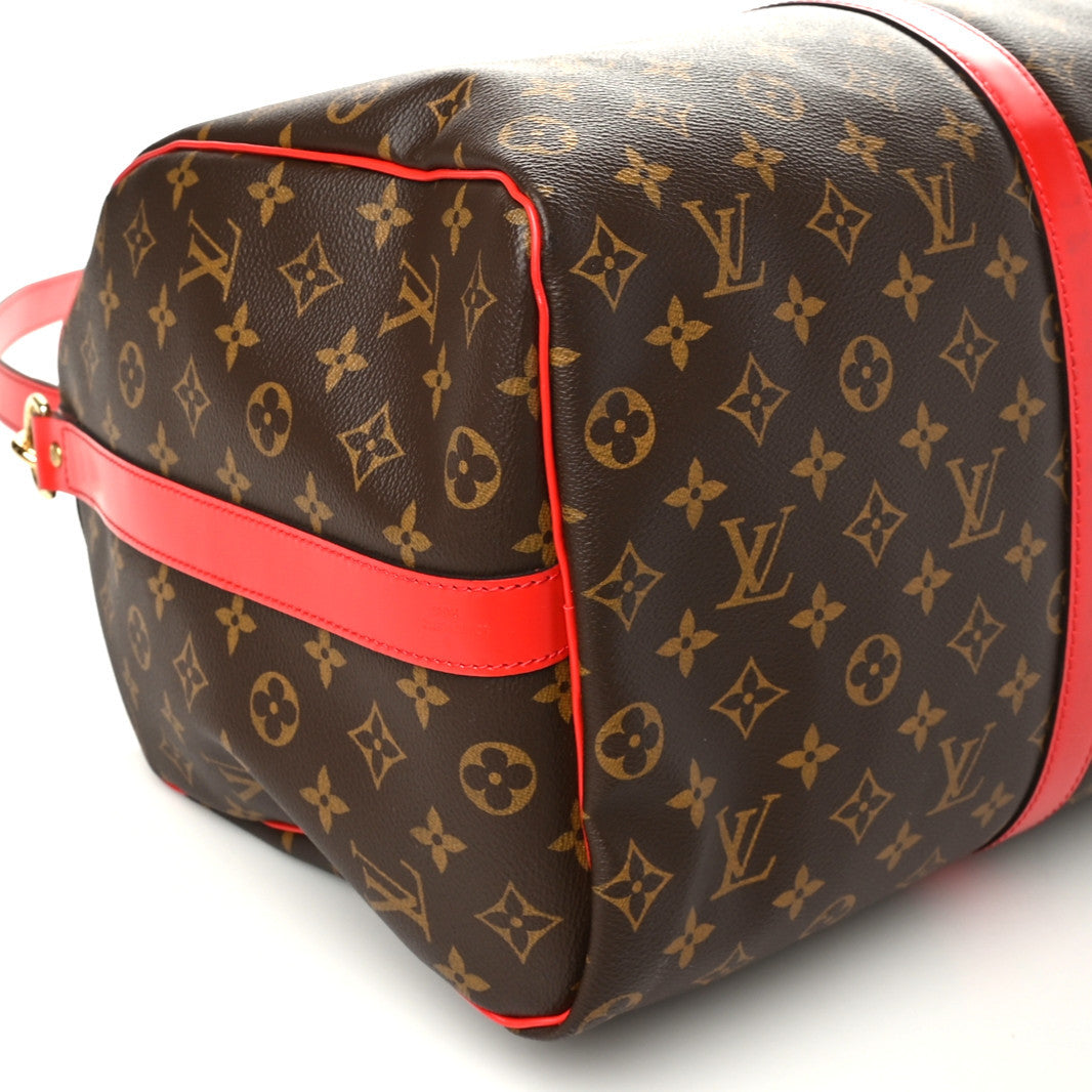 Louis Vuitton Calfskin Monogram Keepall Bandouliere 50 Coquelicot 7 of 8