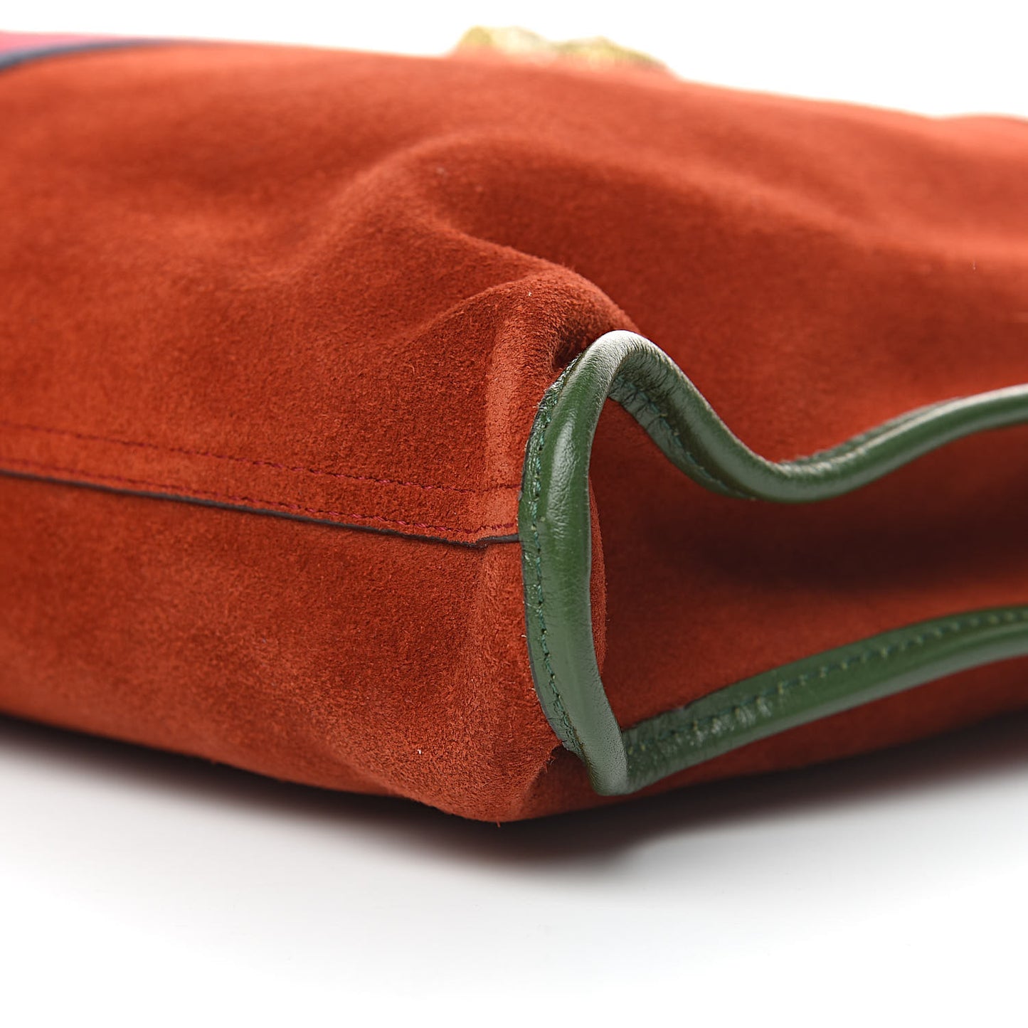 Suede Calfskin Large Rajah Chain Tote Hibiscus Red Green