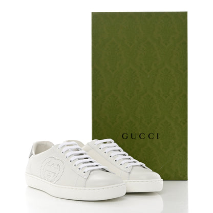 Gucci Calfskin Interlocking G Perforated Mens Ace Sneakers 5.5 White Grey Sky 11 of 11