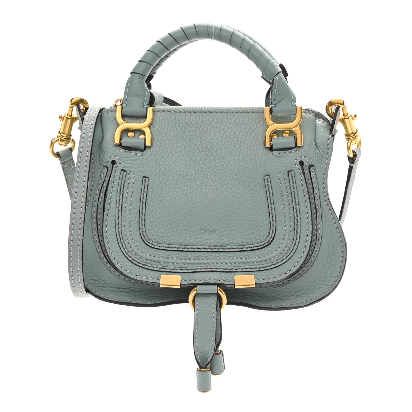 Calfskin Mini Marcie Satchel Mint Blue