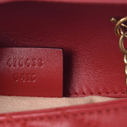 Gucci Calfskin Matelasse Super Mini GG Marmont Shoulder Bag Hibiscus Red 7 of 7