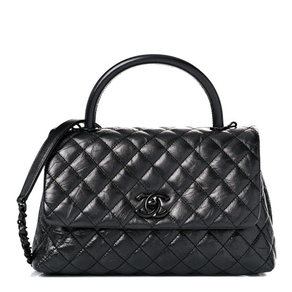 Chanel Aged Calfskin Quilted Small Coco Handle Flap So Black 1 of 12