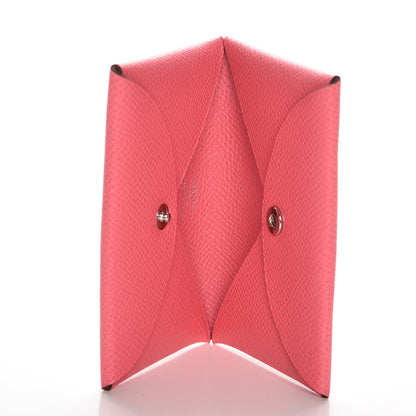 Hermes Epsom Calvi Card Case Rose Azalee 5 of 10