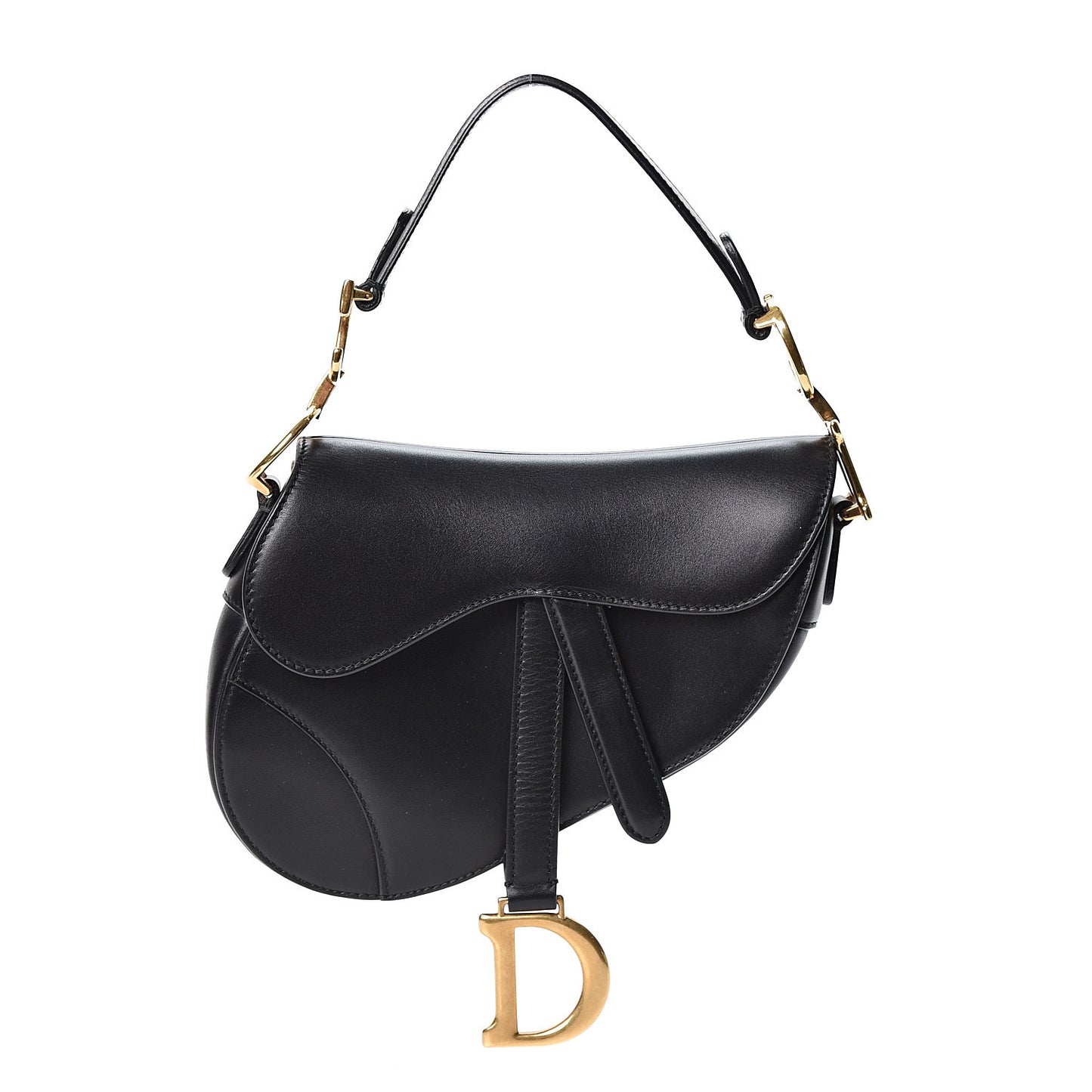 Calfskin Mini Saddle Bag Black