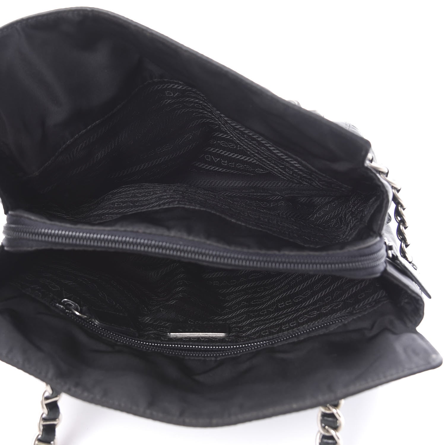 Prada Nylon Tessuto Acciaio Chain Shoulder Bag Black 6 of 15