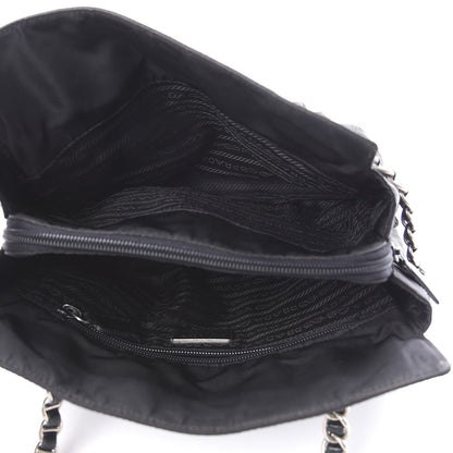 Prada Nylon Tessuto Acciaio Chain Shoulder Bag Black 6 of 15
