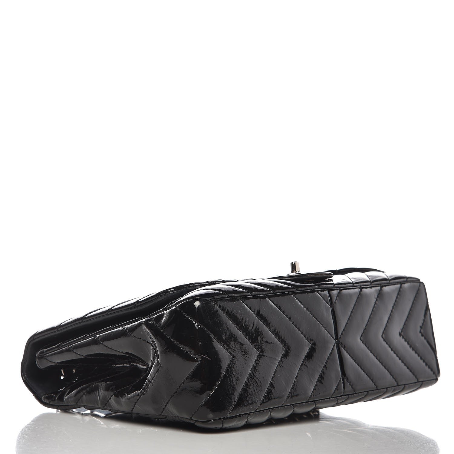 Chanel Patent Chevron Quilted Jumbo Single Flap Black 5 of 12