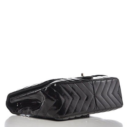 Chanel Patent Chevron Quilted Jumbo Single Flap Black 5 of 12