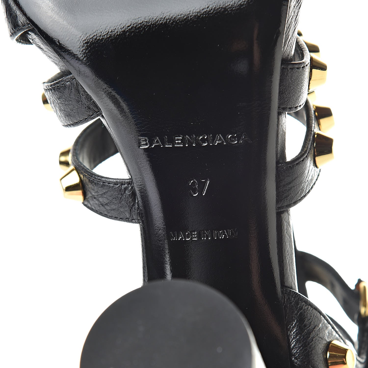 Balenciaga Agneau Lambskin Giant Gold Arena Sandals 37 Black 7 of 8