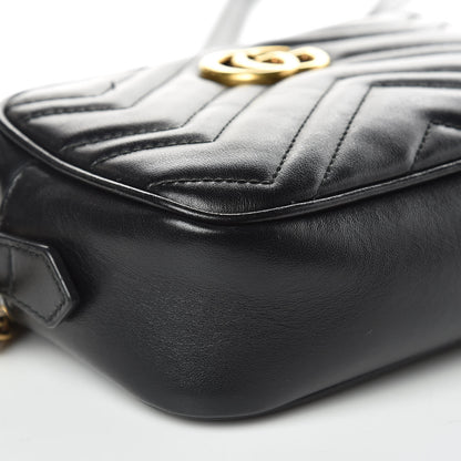 Gucci Calfskin Matelasse Mini GG Marmont Chain Shoulder Bag Black 10 of 11
