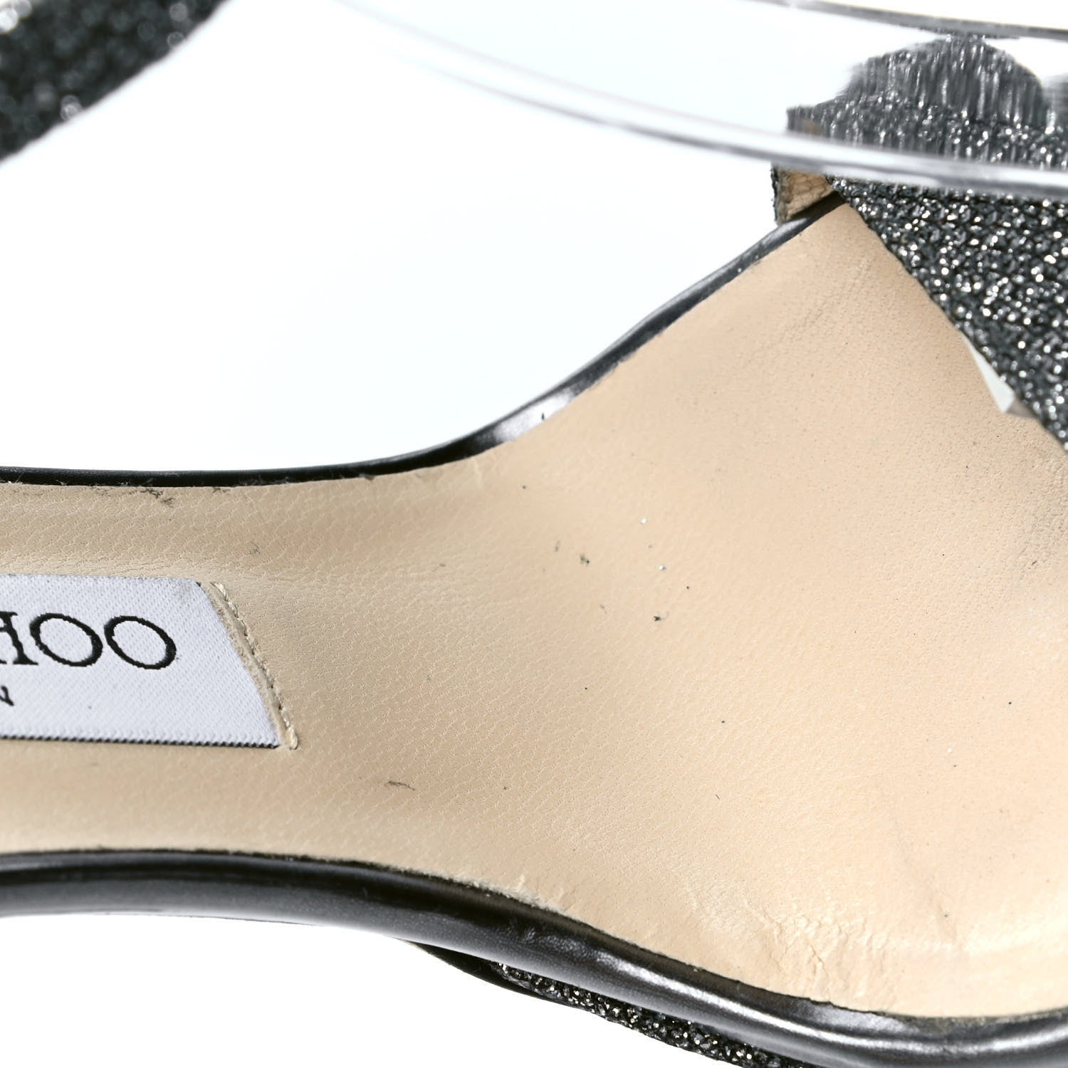 Jimmy Choo Lame Glitter Claudette 120 Ankle Strap Sandals 37 Anthracite 6 of 6
