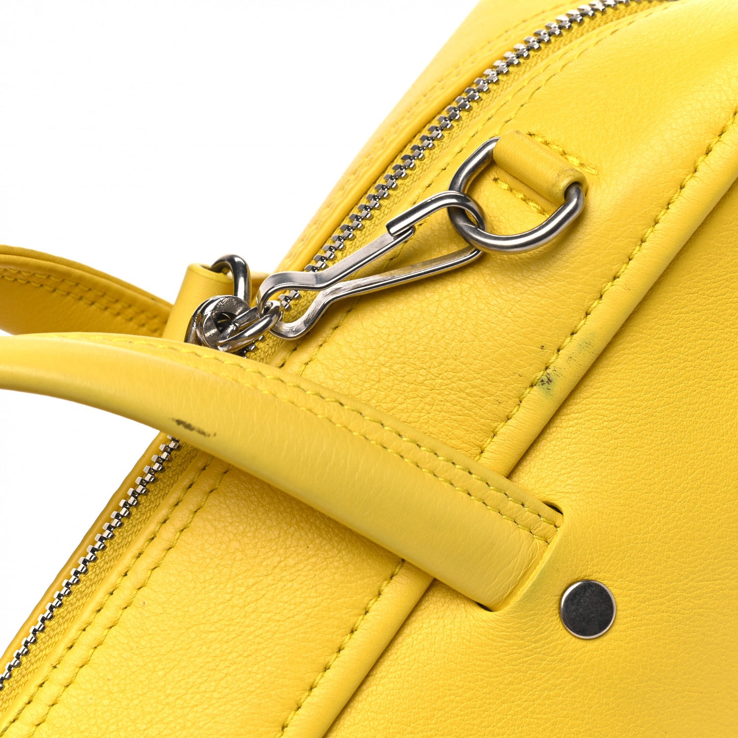 Shiny Day Calfskin Logo S Triangle Duffle Jaune Black