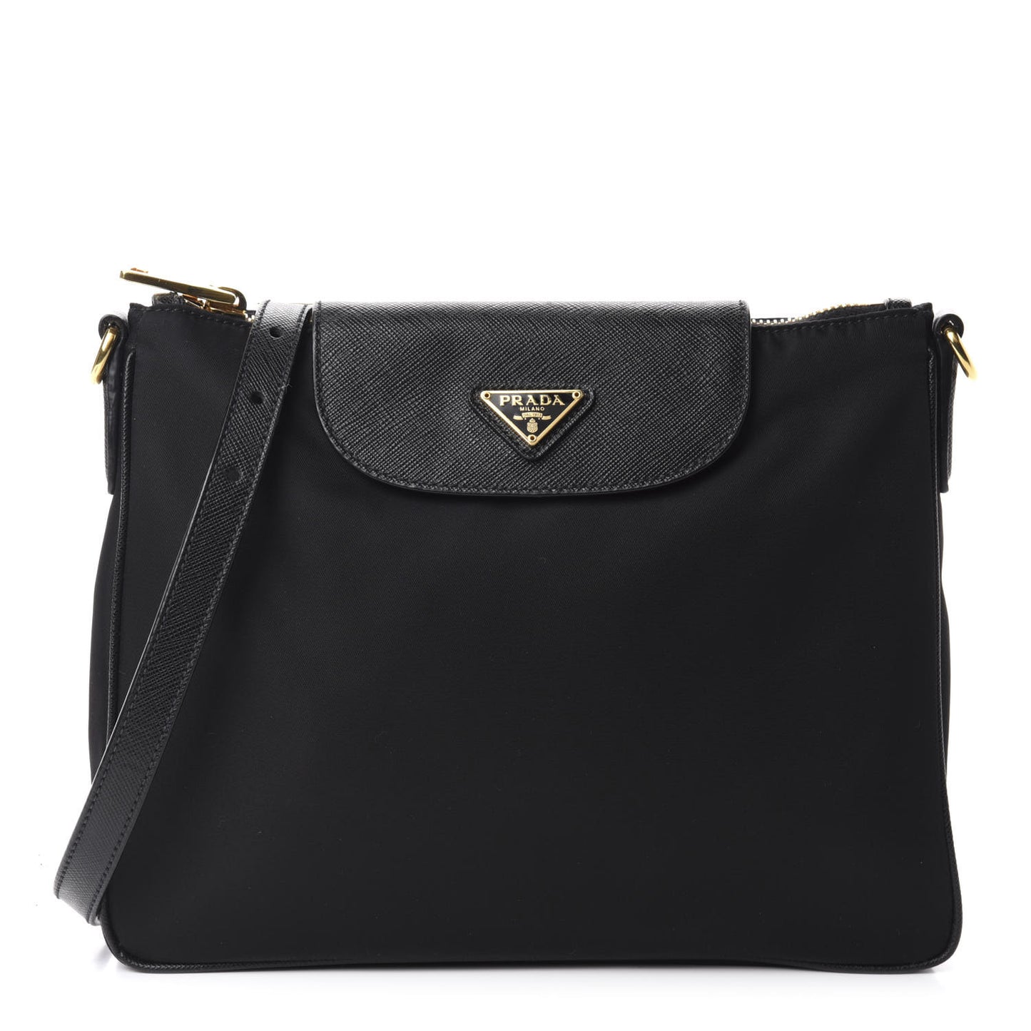 Tessuto Nylon Saffiano Crossbody Bag Black