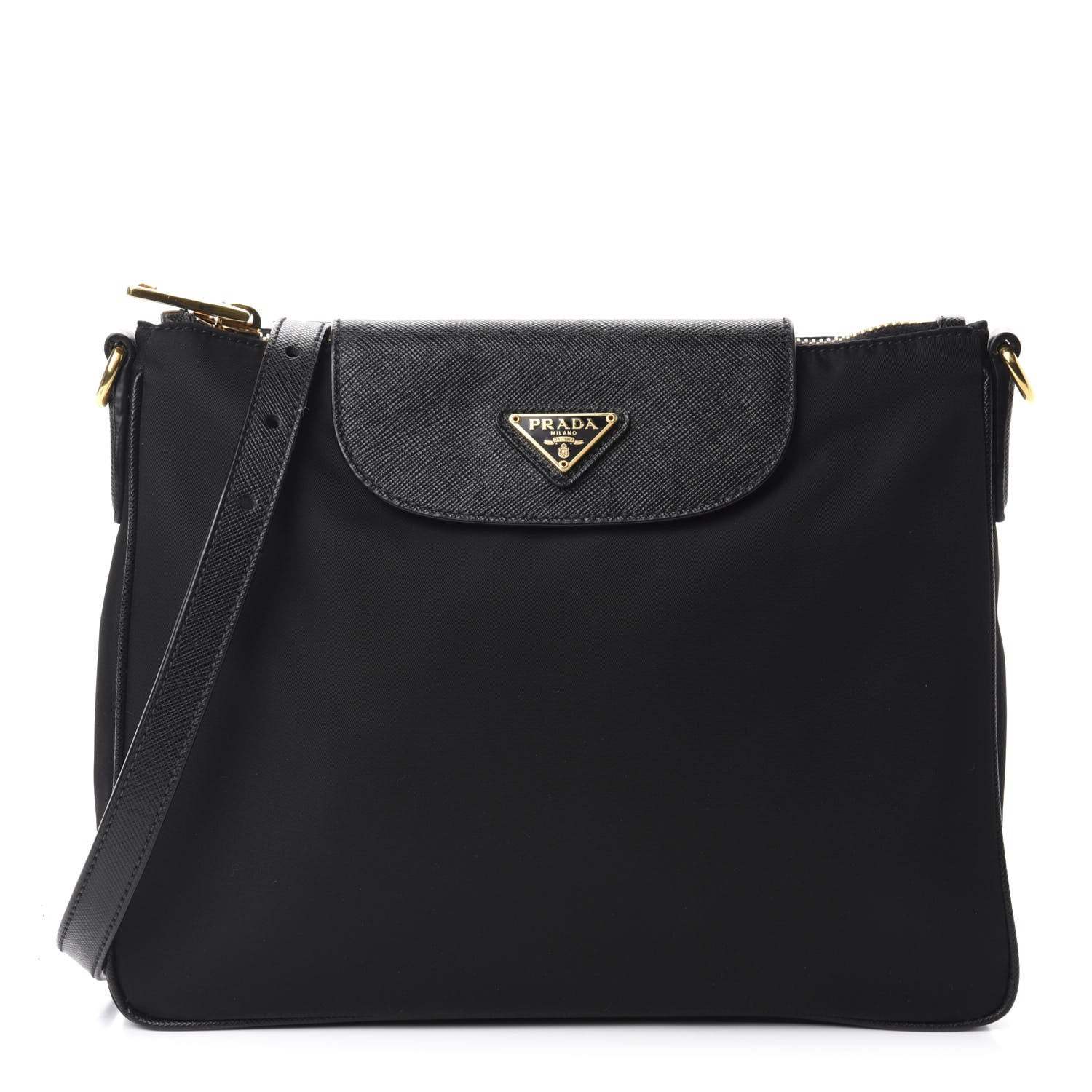 Prada Tessuto Nylon Saffiano Crossbody Bag Black 1 of 10