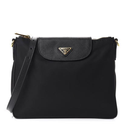 Prada Tessuto Nylon Saffiano Crossbody Bag Black 1 of 10