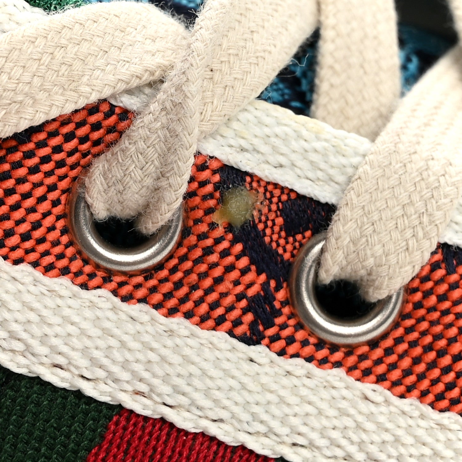 Gucci Monogram Multicolor Web Womens 1977 Tennis High Top Sneakers 36.5 Light Blue Mystic White Tangerine Pink Yellow Green Red 11 of 12