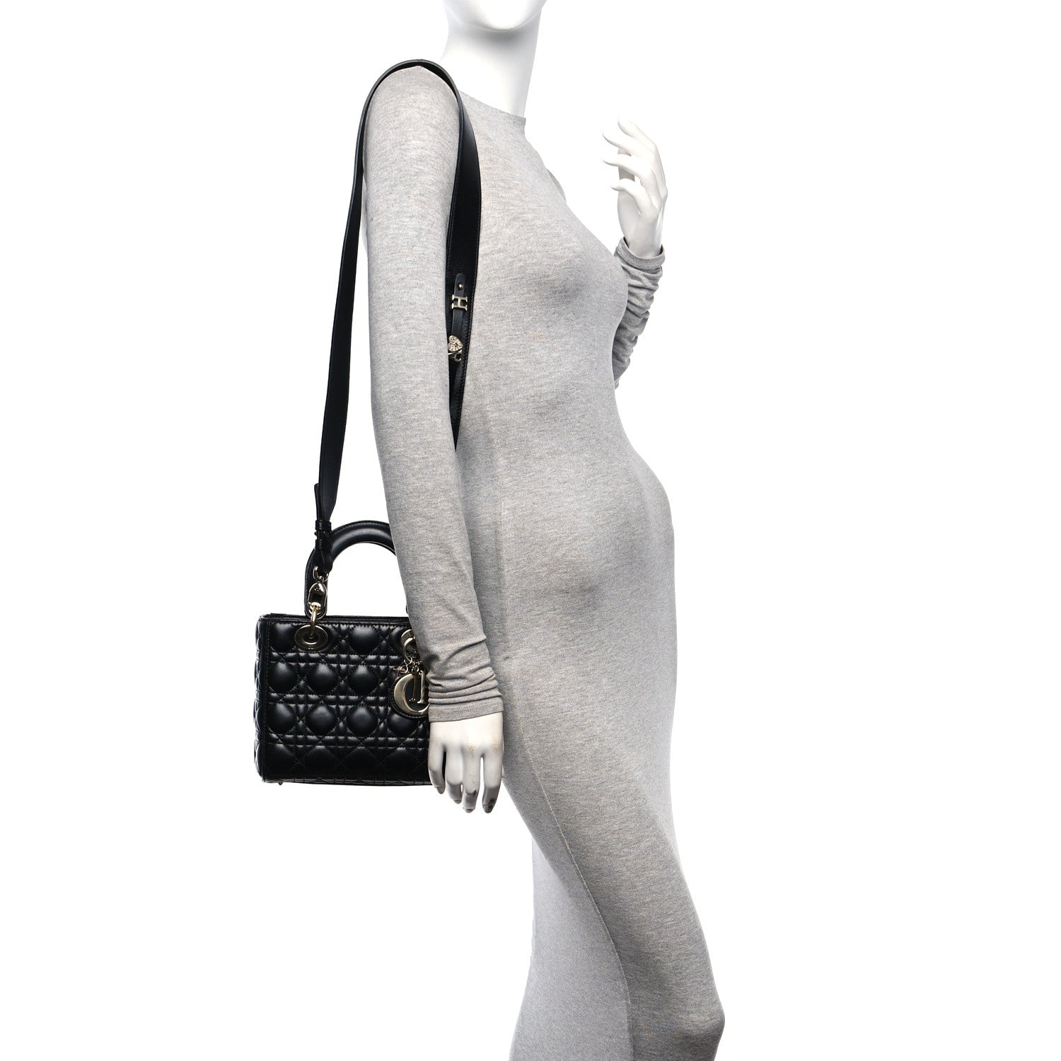 Christian Dior Lambskin Cannage Small My ABCDior Lady Dior Black 2 of 17