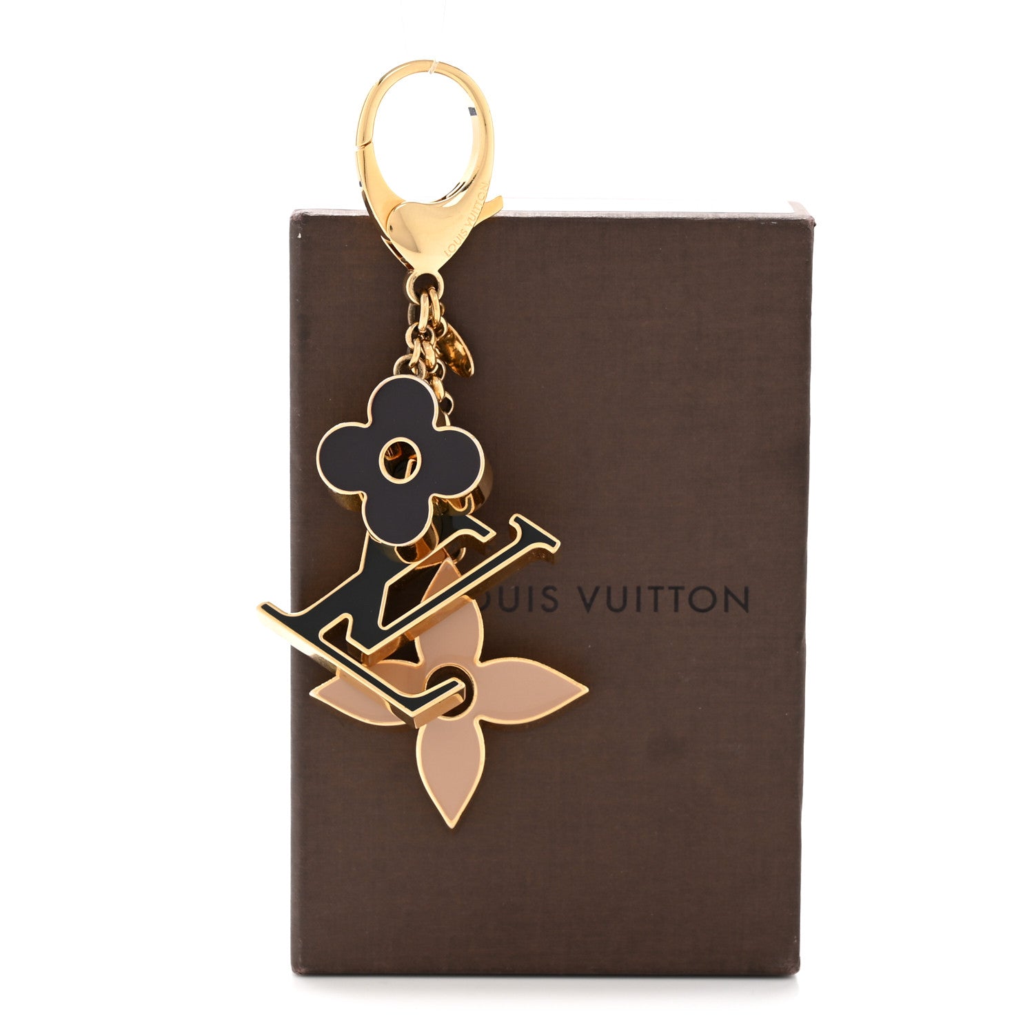 Louis Vuitton Metal Enamel Fleur De Monogram Bag Charm Dore 9 of 10