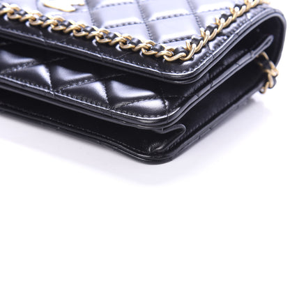 Chanel Lambskin Quilted Running Chain Wallet On Chain WOC Black 9 of 13